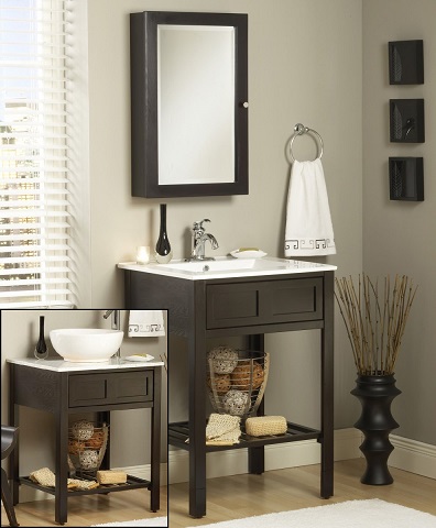 sagehill designs pa2421 24" Bathroom Vanity cabinet with open display shelf from the citation collection