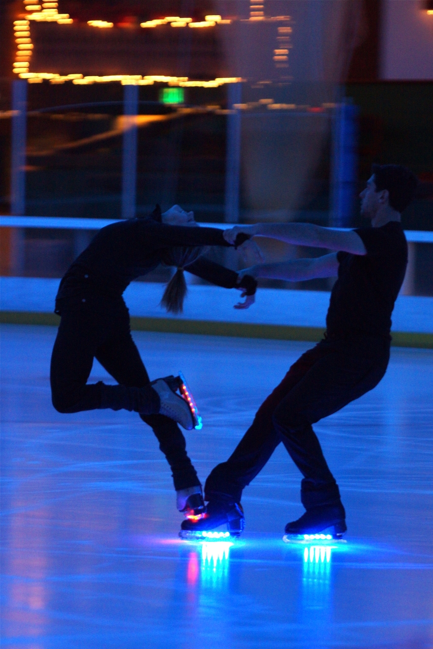 Kim Navarro and Brent Bommentre Skating on Light with Glo-Blades