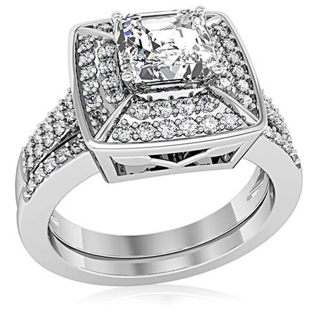 Inspired Silver Offers Impressive 2.00 Carat Princess Cut Wedding Ring Set