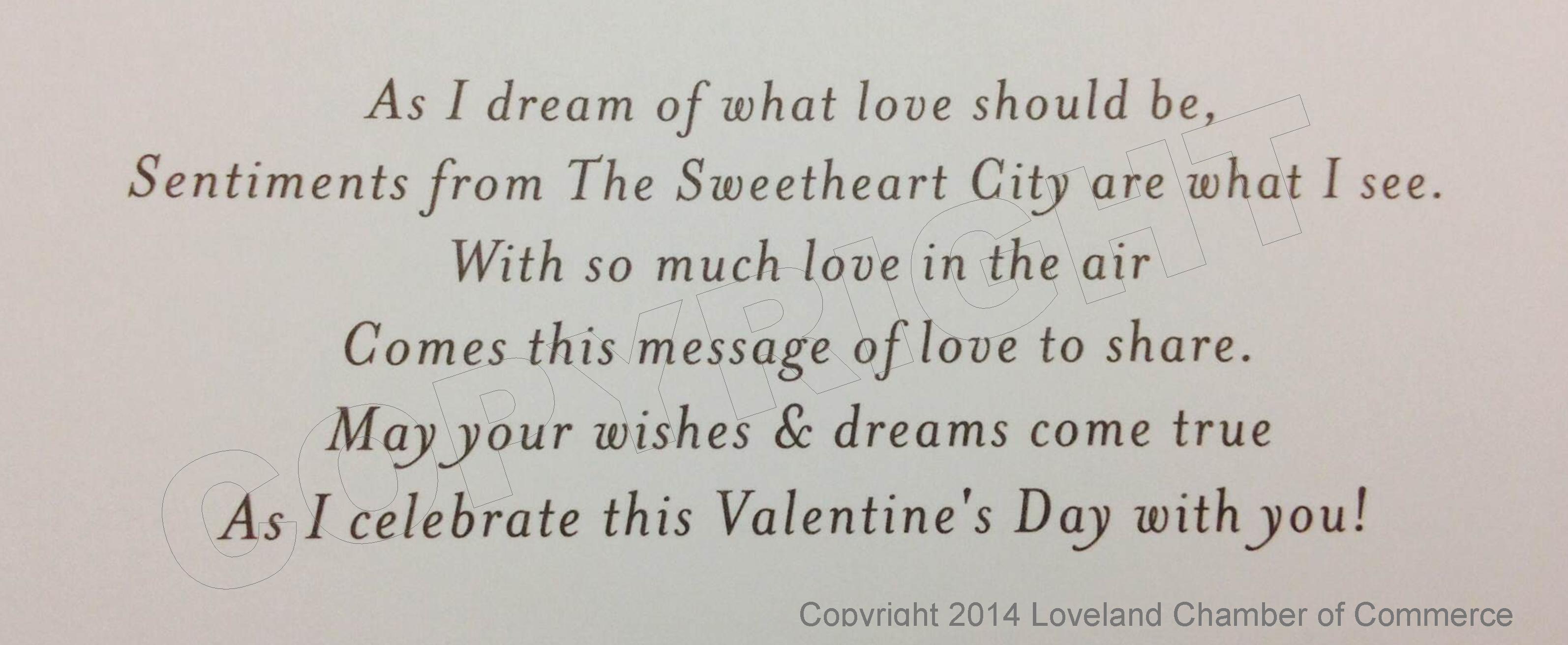 2014 Loveland, Colo Official Valentine card (inside)