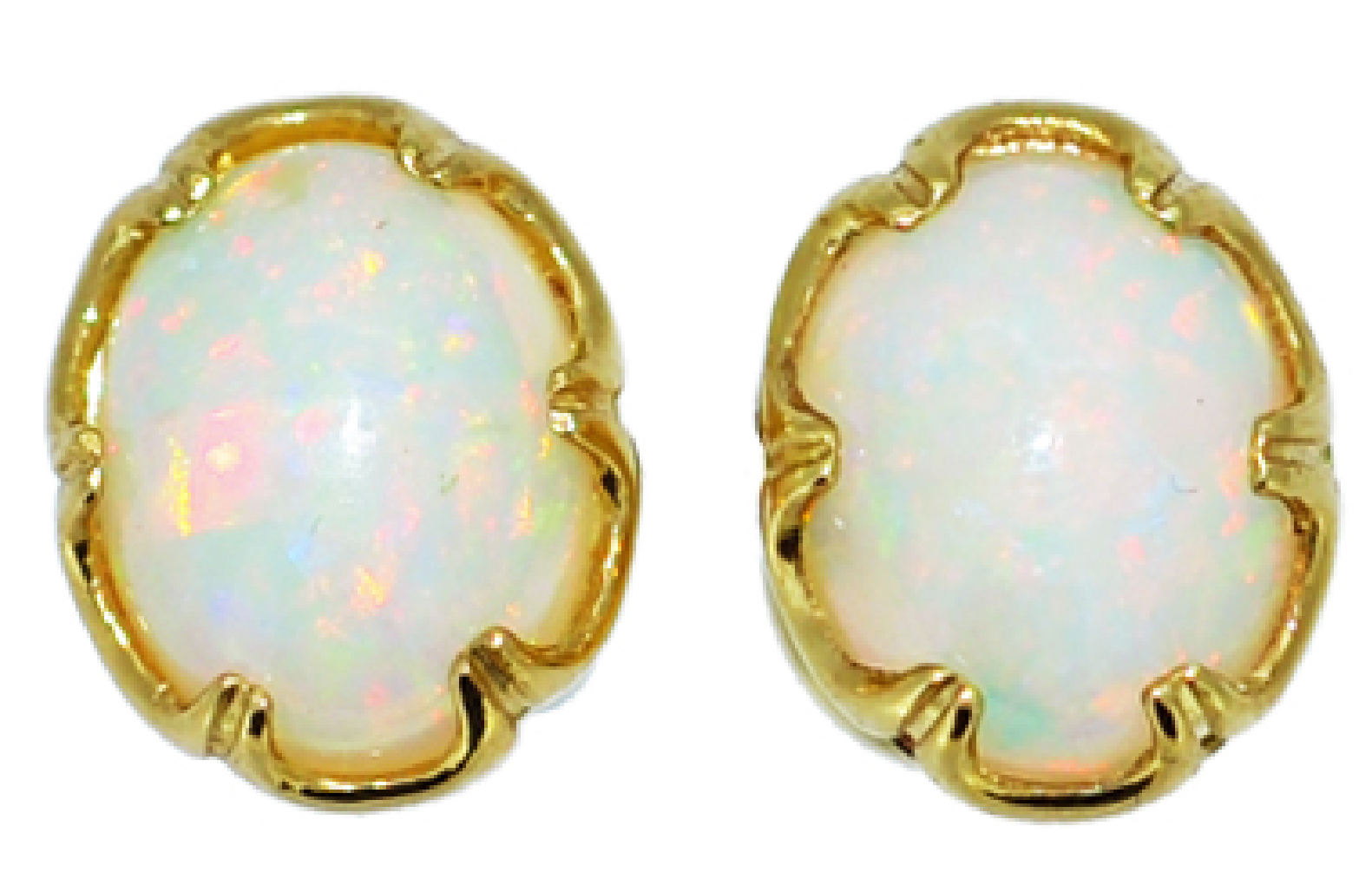 White Opal Earrings by Jessica Surloff. 18K Yellow Gold, 2ct. total weight of Opals