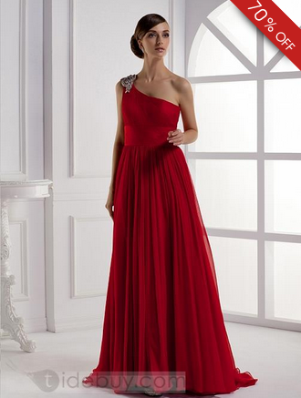 Elegant A-Line Floor Length One Shoulder Prom Dress