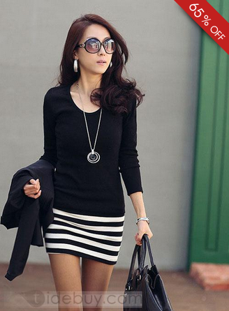 Carefree Korean Style Slim Long Sleeve Short Day Dress
