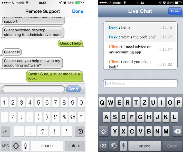 ISL Light iOS 3.0: new versus old chat graphics