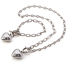 Fashion Acrylic CCB Silver Like Loop Chain With Heart Pendant Sets
