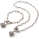 Fashion Acrylic CCB Silver Like Loop Chain With Heart Pendant Sets