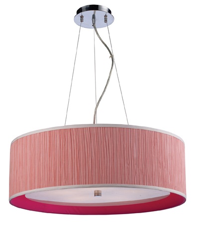 Elk Lighting Le Triumph 5-light Pendant In Polished Chrome - Pink Shade And Liner 20212 5