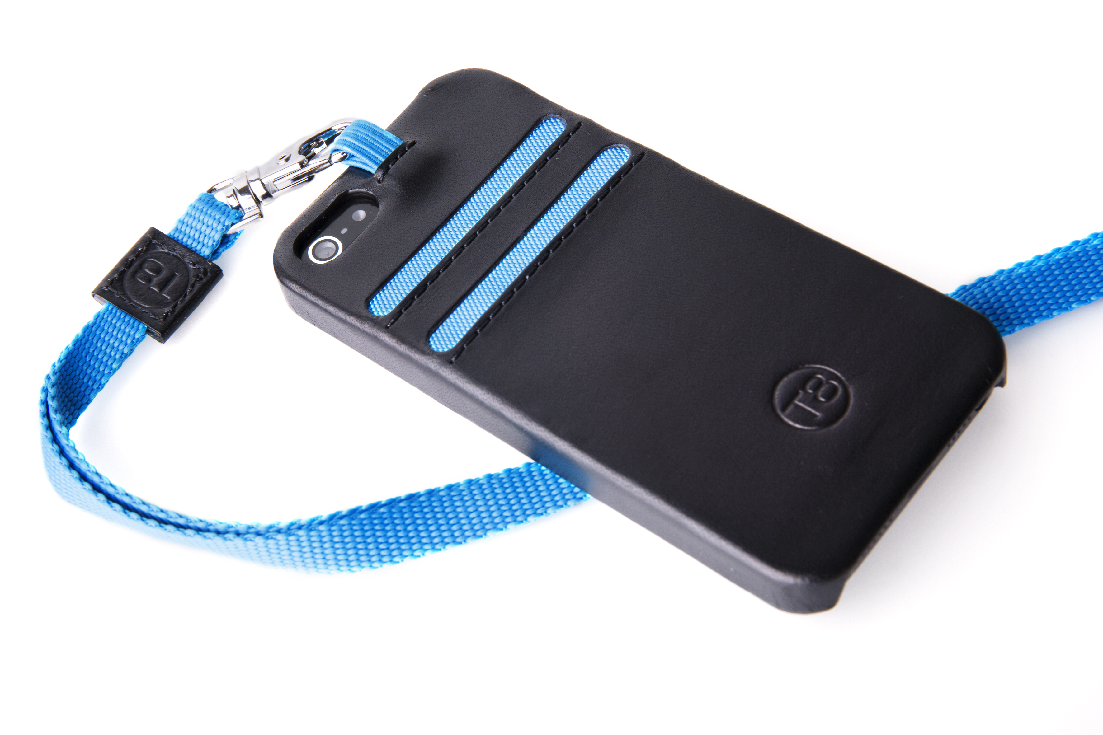 The STORM iPhone 5S wallet case can be worn around the neck when paired with a matching ZEPHYR lanyard.