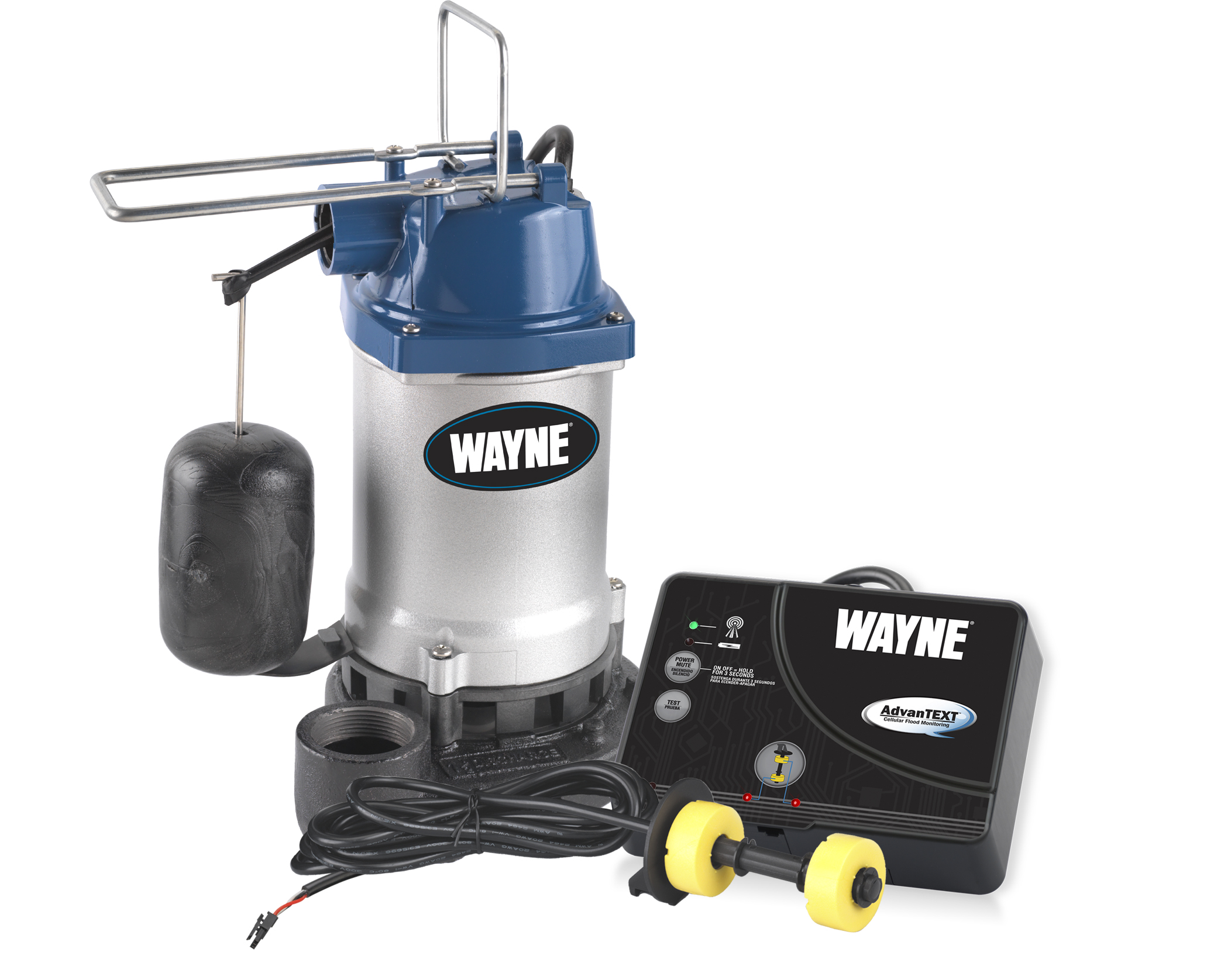 AdvanTEXT works well with a WAYNE sump pump using only one power cord.