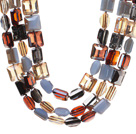 Fashion Three Strands Square Shape Multi Colorful Crystal Beads Necklace