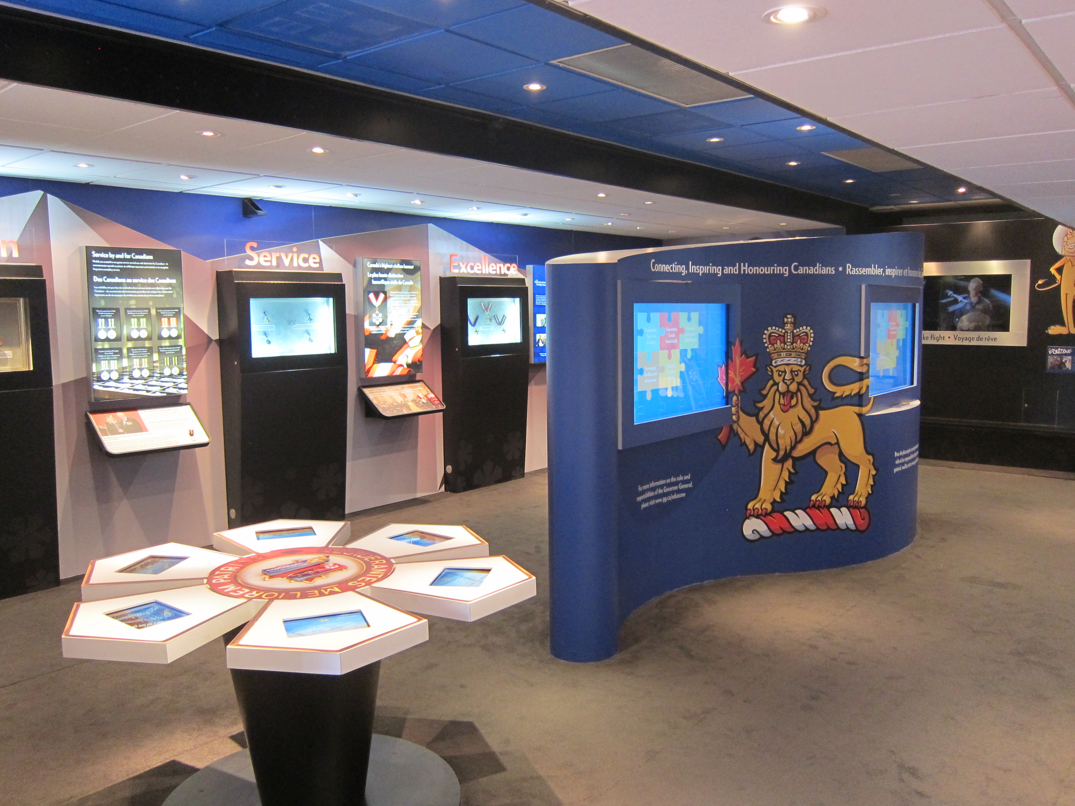 "It's An Honour" educates visitors about the Canadian Honours System through interactive displays, touchscreens, and memorabilia.