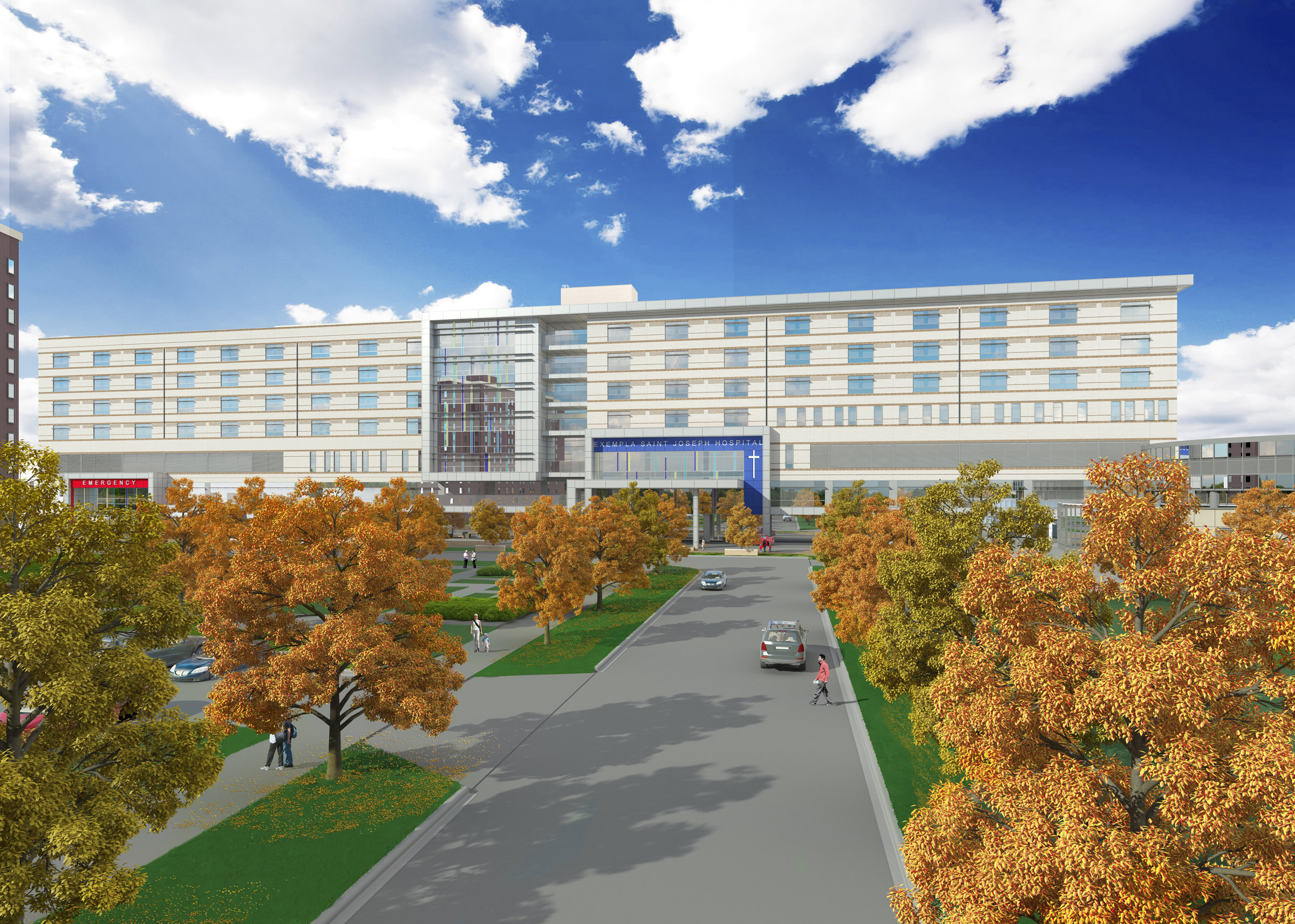 Artist's rendering of new front of St. Joseph Hospital in Denver, Colorado