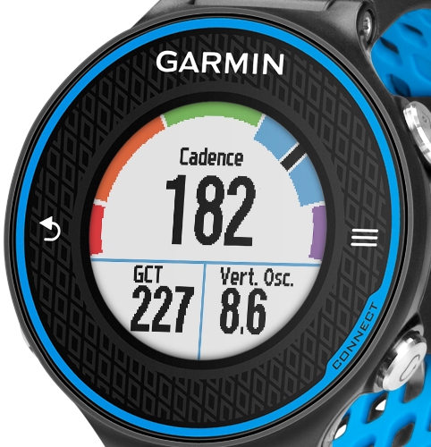 Garmin 620 Offers Screens Showing Real-Time Run Oscillation, Cadence and Ground Contact Time