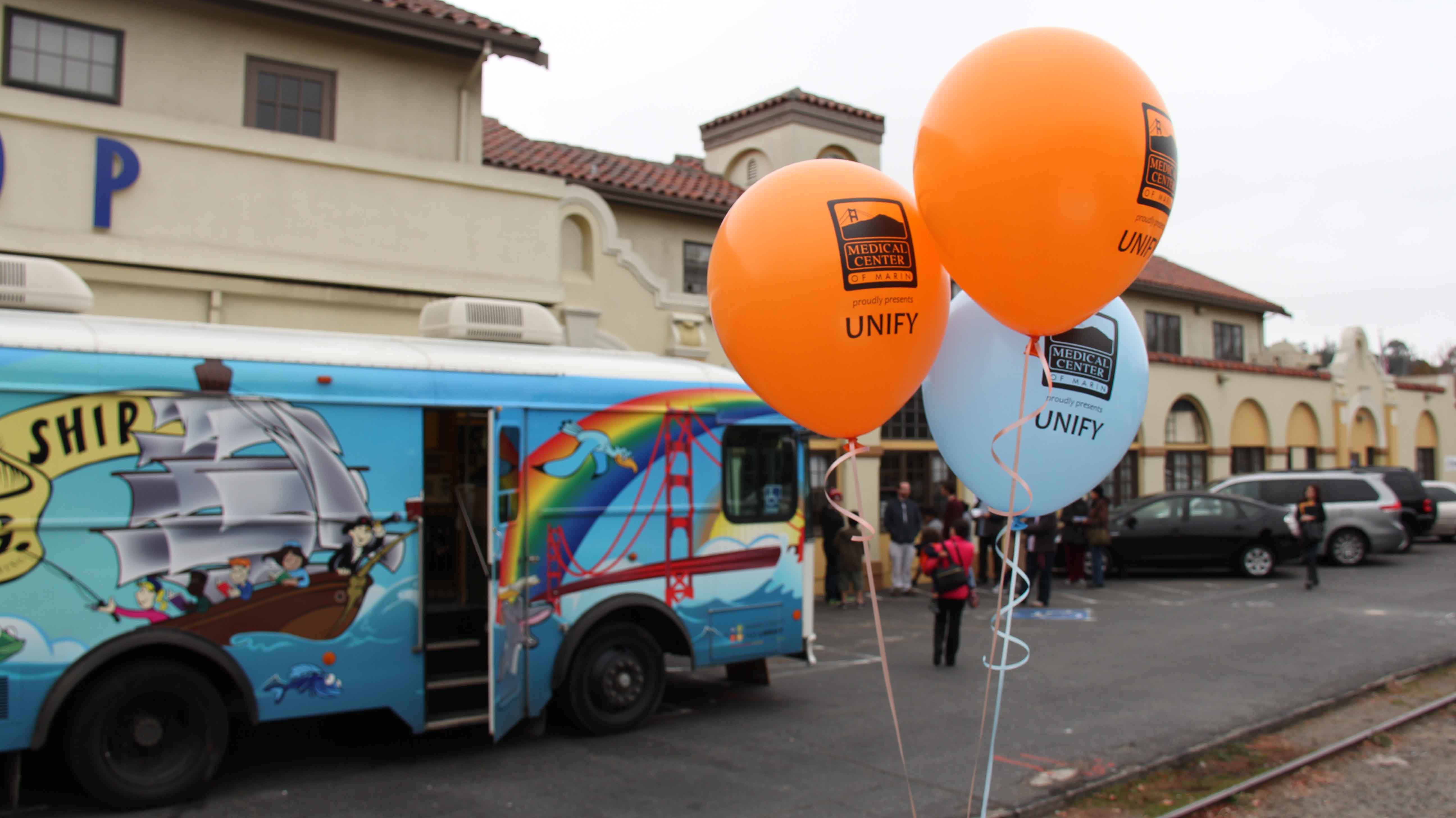 The Literacy Bus in Front of the event at Whistlestop