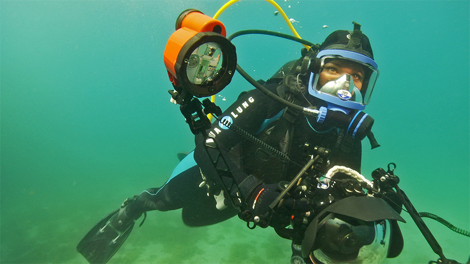 Renee Pelissier Nelson is just one of the divers featured in the Careers in Diving DVD video. She works for diving equipment manufacturer Ocean Technology Systems.