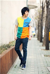 HIEND Korea Casual Easy Matching Contrasting Color T-shirt