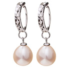 Nice Simple Style 8-9mm Natural White Freshwater Pearl Earrings With 925 Sterling Silver Ear Hoops