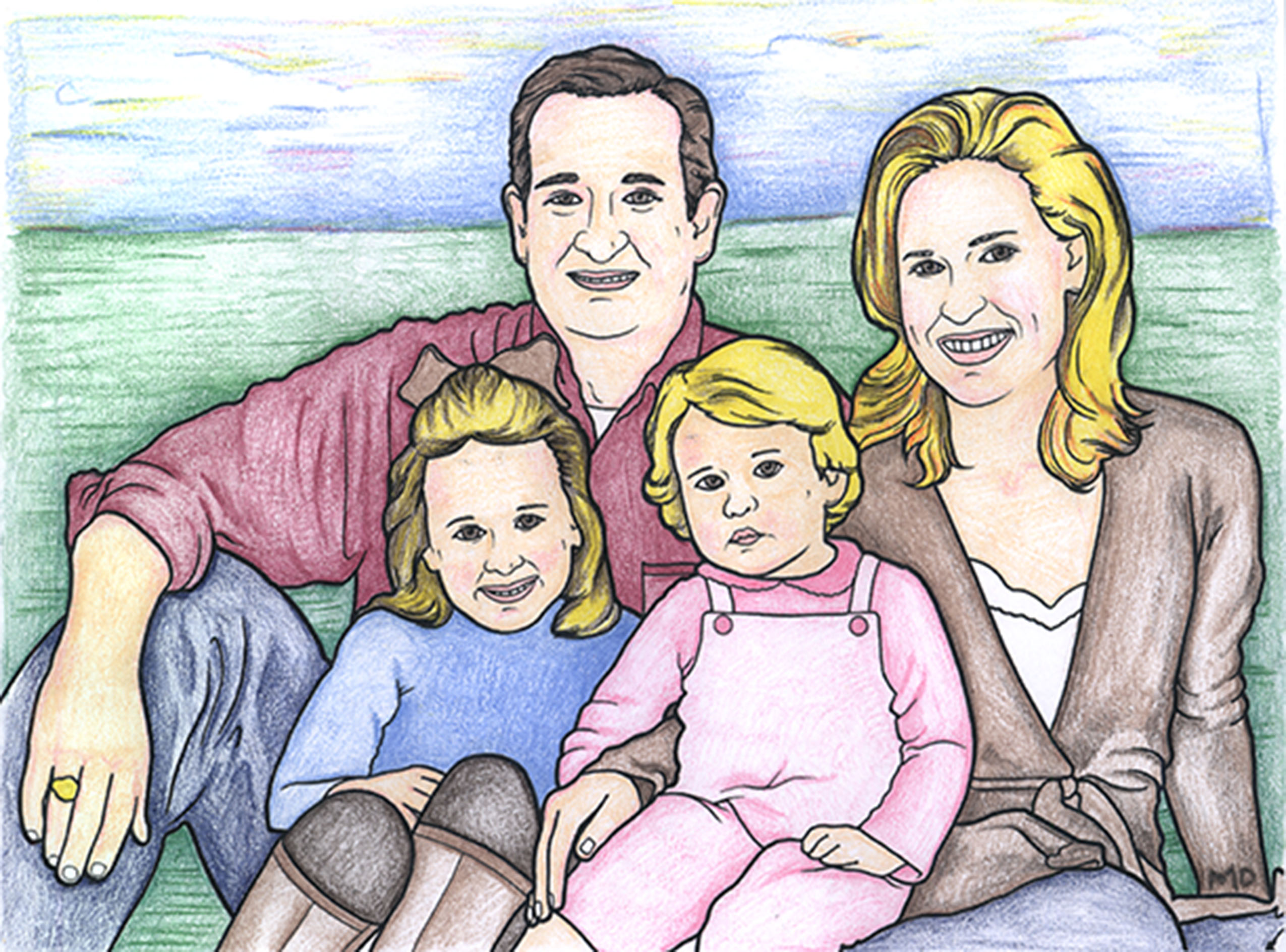 Cruz Family colored pencil rendering.