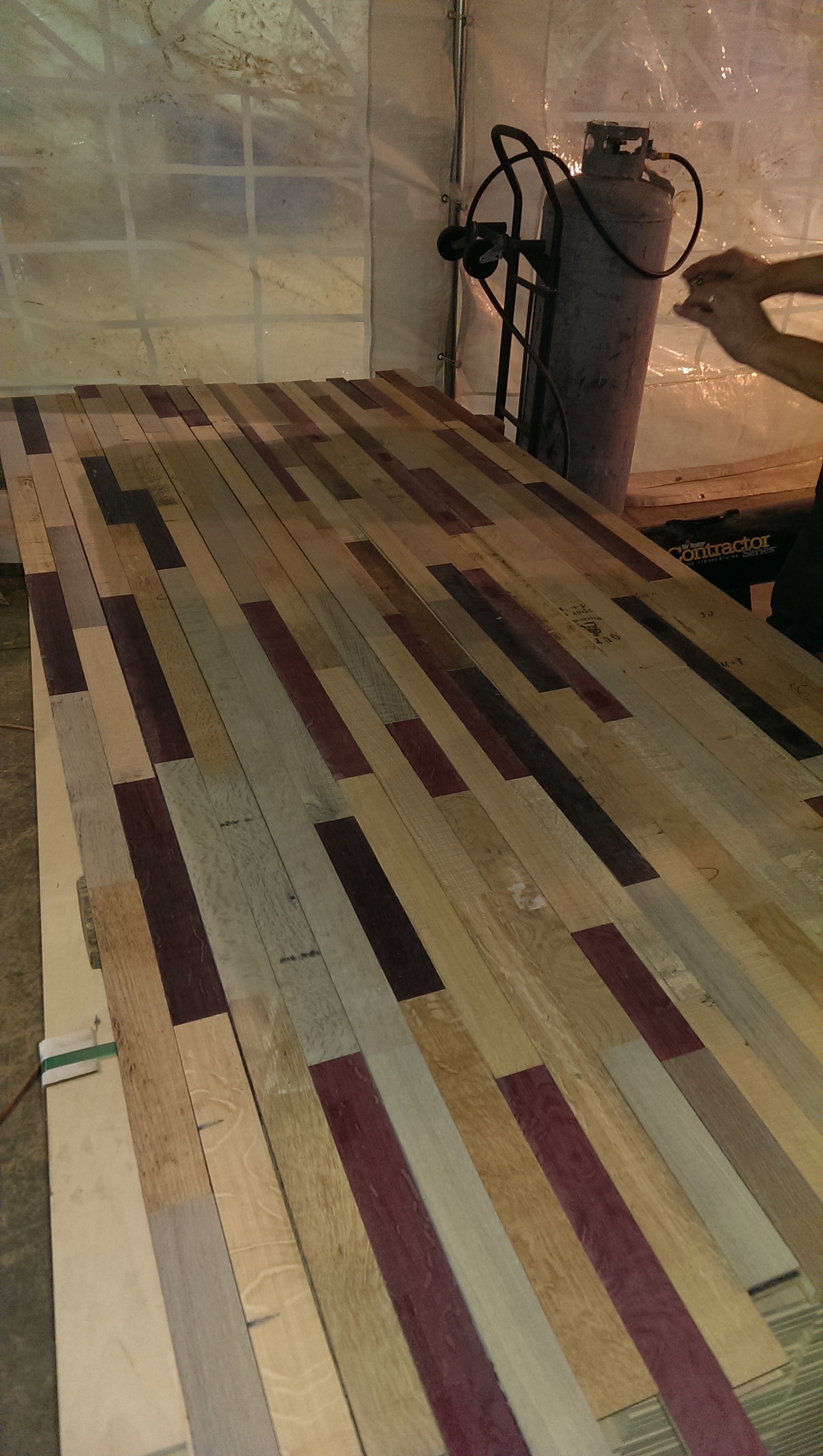 Floor made from decommissioned white oak wine casks, Cabernet Sauvignon & Merlot