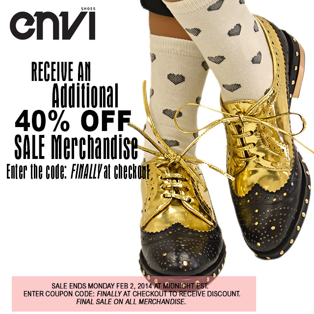 Receive an additional 40% off all sale merchandise at envishoes.com