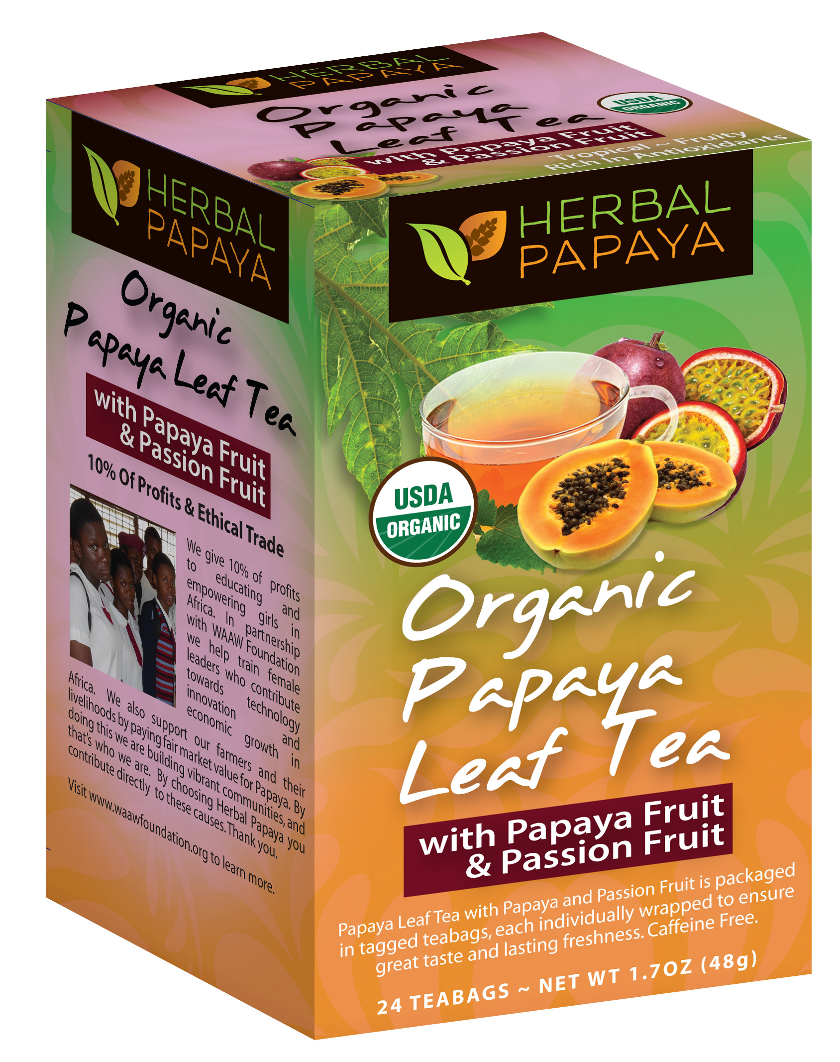 Organic Papaya Leaf Tea with Papaya Fruit and Passion Fruit