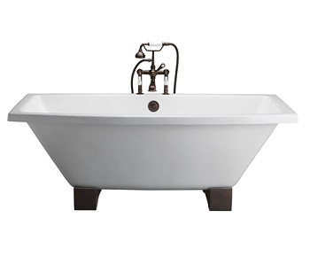 Barclay Athens Cast Iron Tub With Wooden Blocks CTSQH67-WH