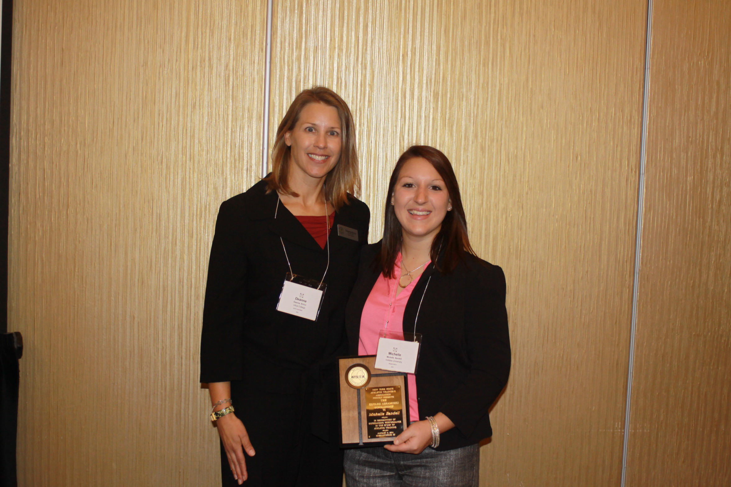 Michelle Bandell of Hofstra University (right) was awarded the 2014 Ed Abramoski Scholarship.