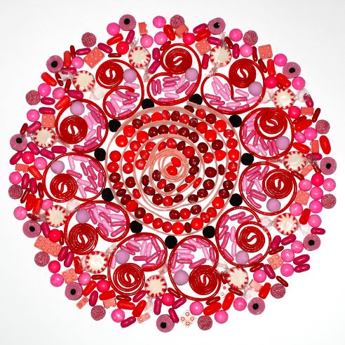 Candy Mandalas by Paula Brett on exhibit in Other Worldly at New York Art Gallery Elisa Contemporary Art