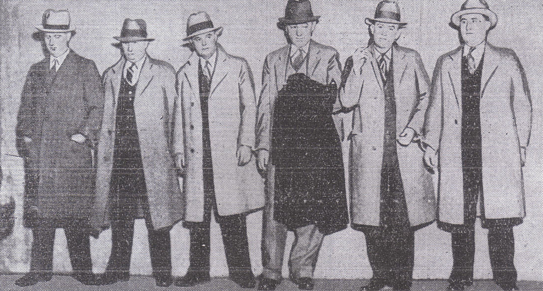 Six random gangsters who were rounded up to stand trial for the bank robbery.  None had any involvement.