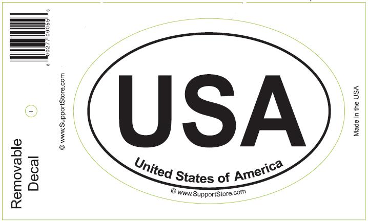 USA oval decal with removable adhesive