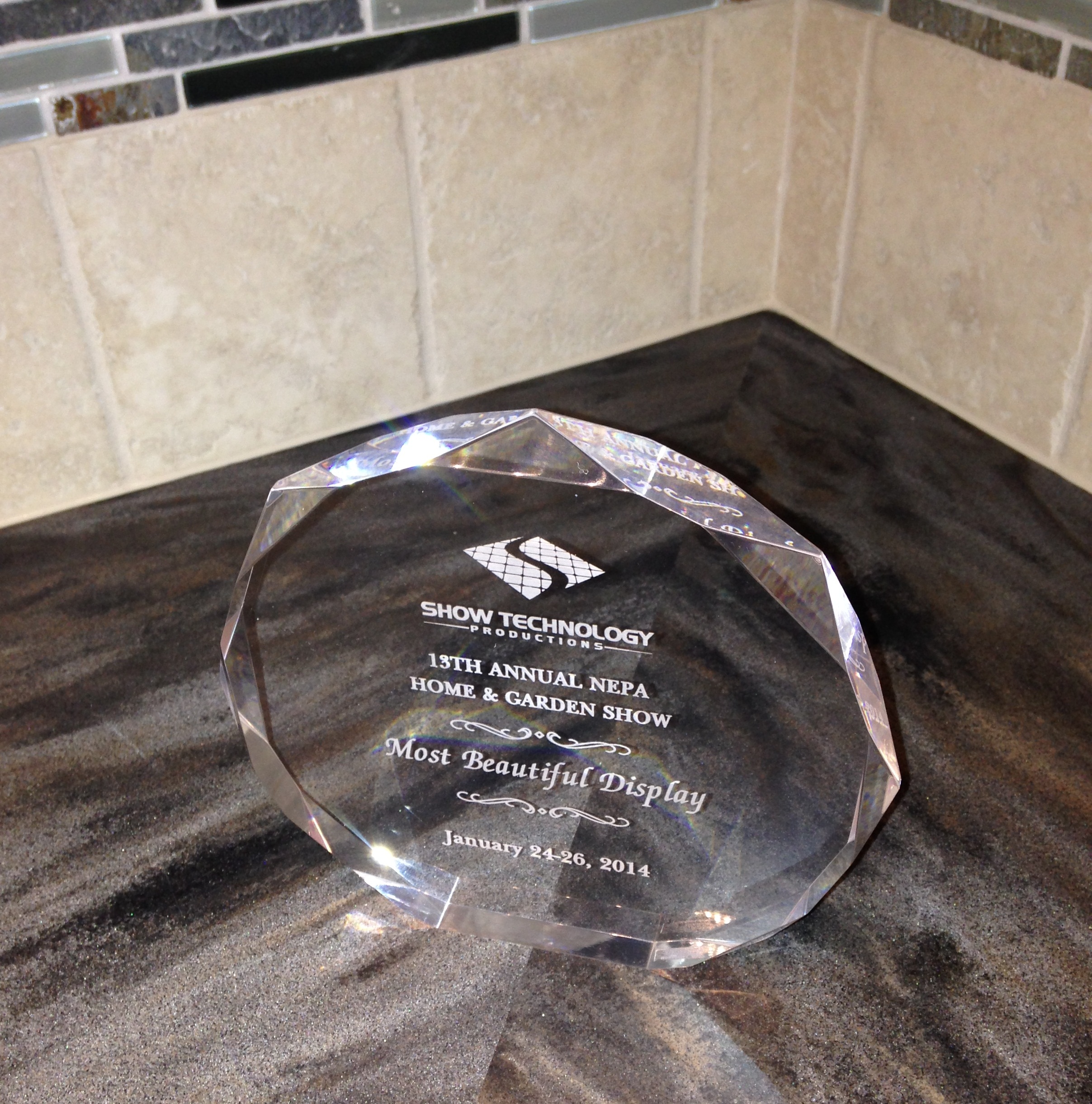Most beautiful display award give to 1 Week Kitchens Jan 2014.