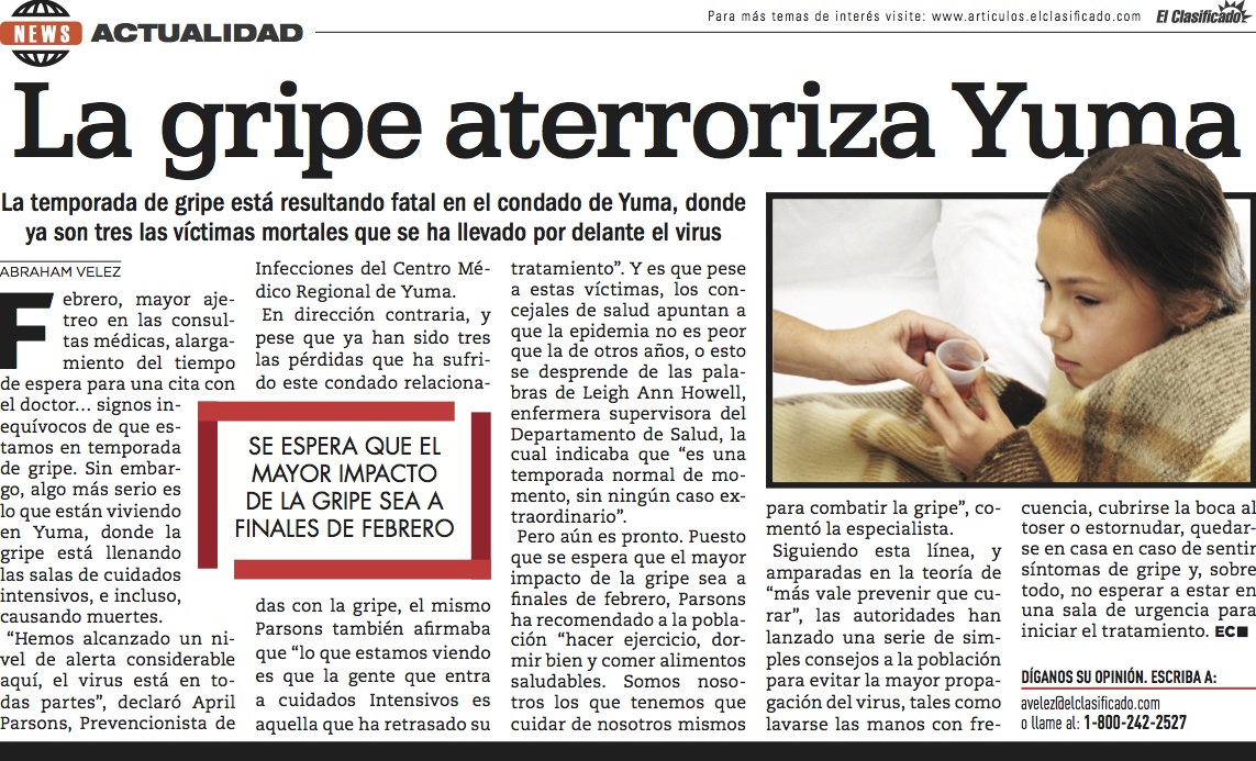 Article about health feature in Yuma, Arizona
