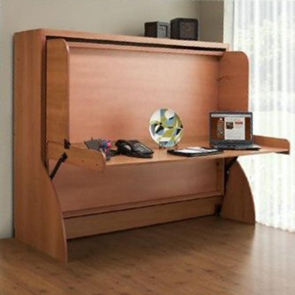 Objects up to 17'' high can remain on the desk as it is transformed back into a bed.