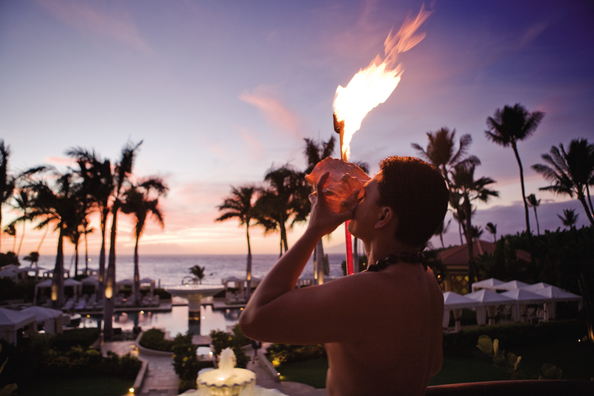 Traditional Hawaiian Torch Lighting Ceremony