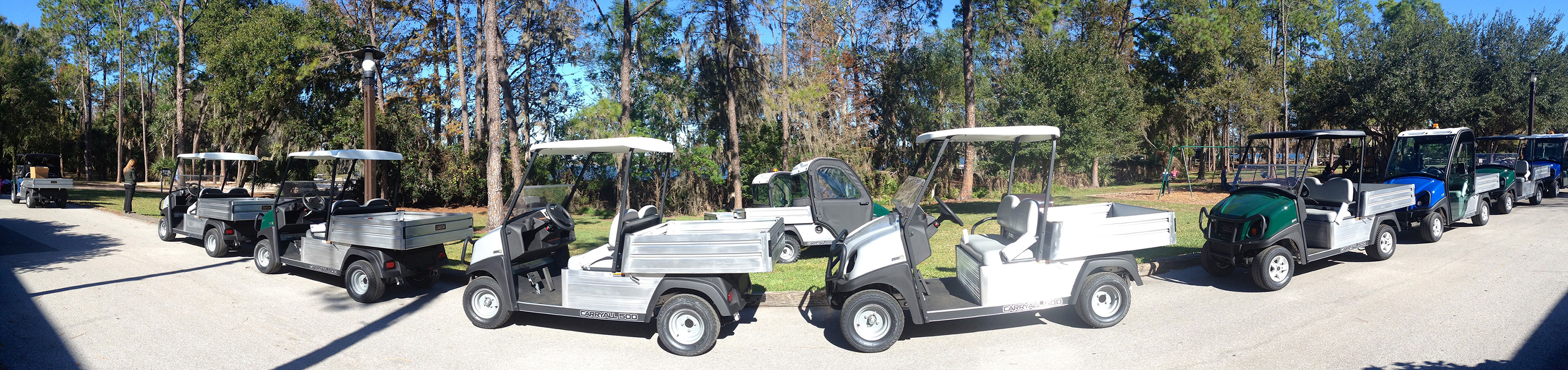 The new line of Carryall Utility Vehicles shown at the media event includes compact, full and heavy-duty models used in  commercial and industrial applications.