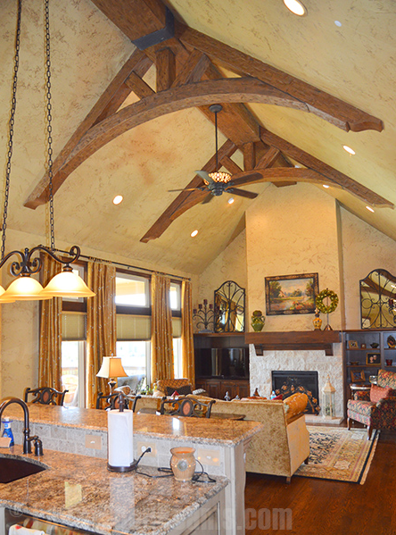Tuscany Arched fake wood beams "WOW" in this luxury-market residential install.