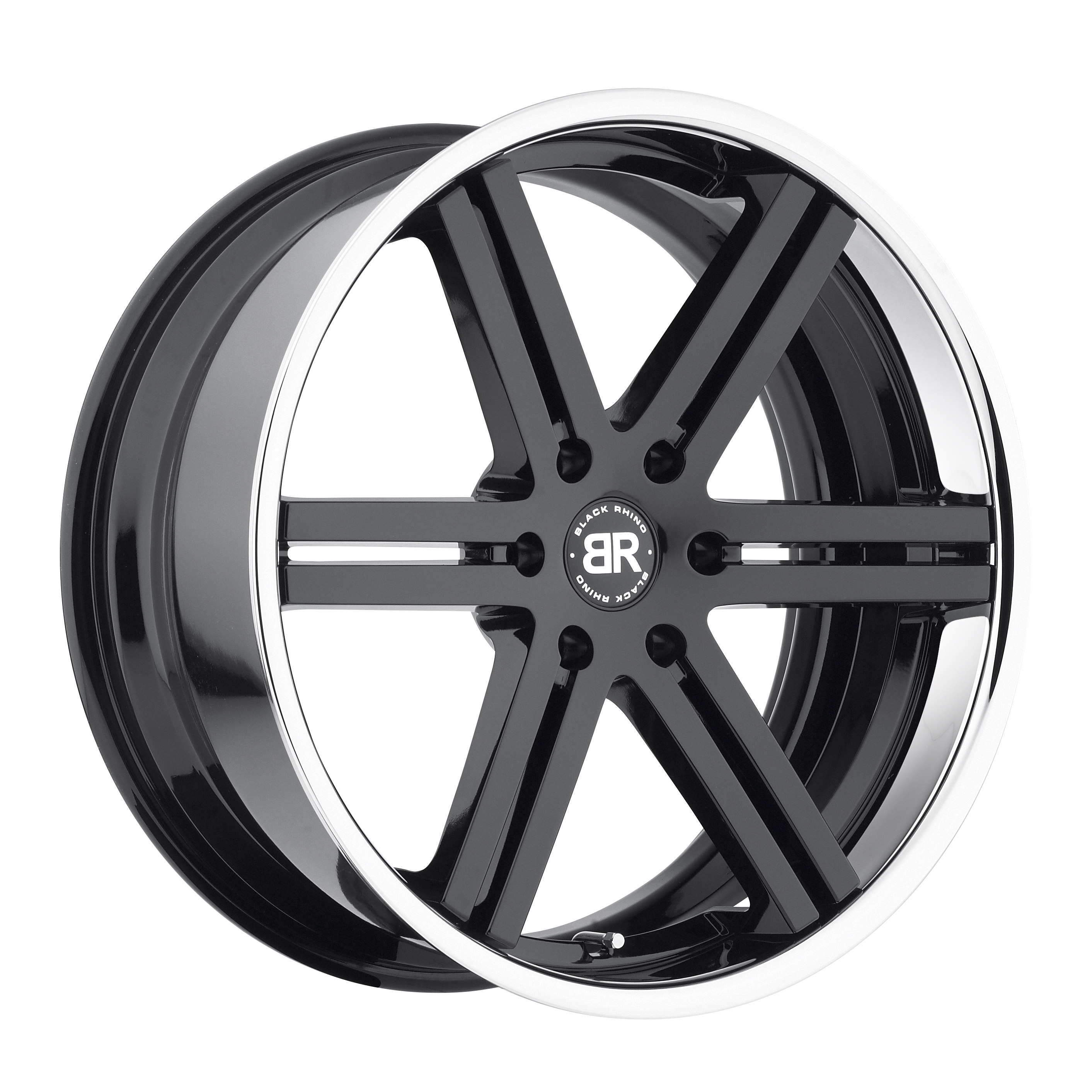 Truck Wheels by Black Rhino - The Letaba in Gloss Black with Chrome Stainless Lip