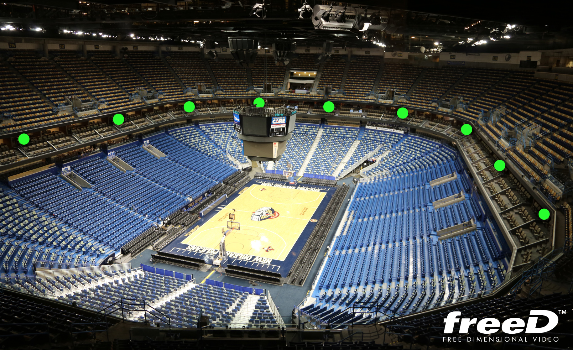 freeD camera locations inside Smoothie King Center