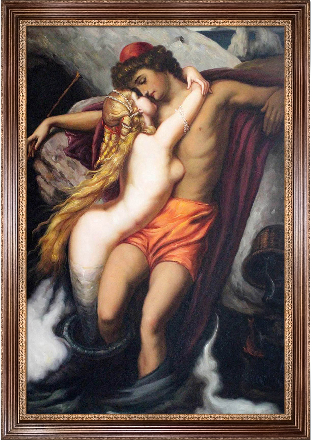 “The Fisherman and the Syren” by Frederic Leighton portraying a fatal moment of passion garnered the highest traffic in overstockArt.com’s Romantic Gallery.