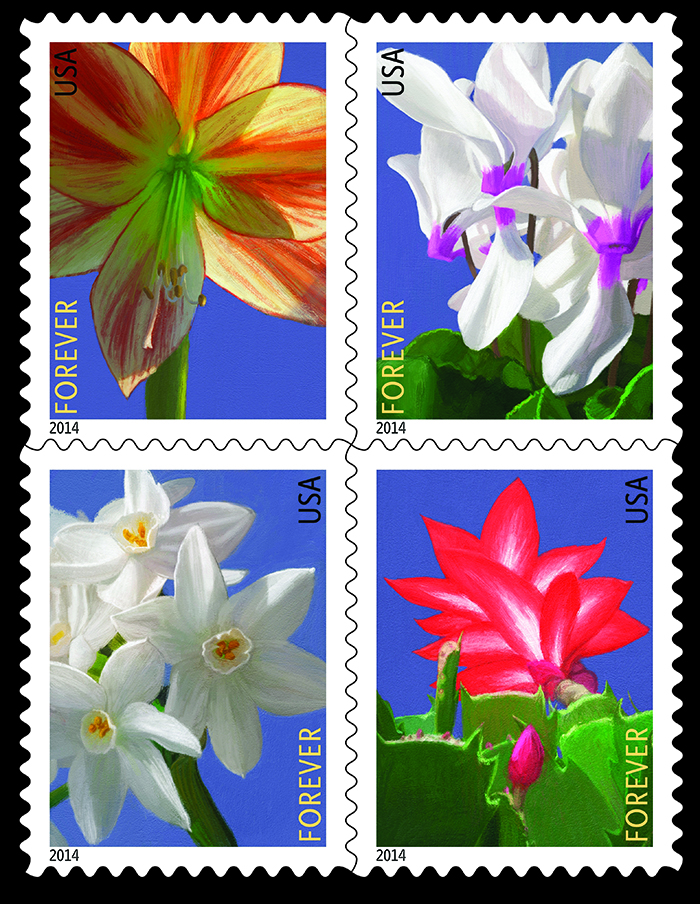 Come to the First Day Ceremony for the Winter Flowers Stamps, Friday, February 14, at Noon.