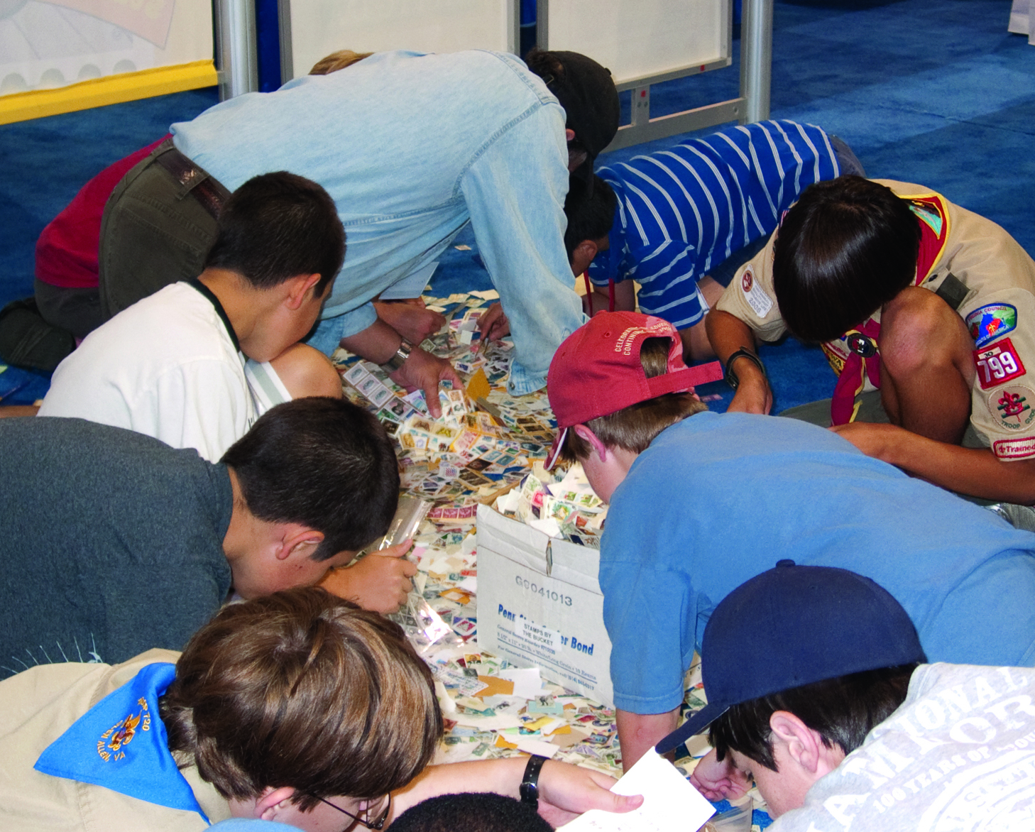 Boy Scouts earning their merit badge.