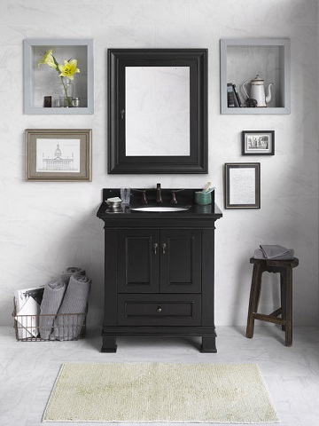 RonBow 067330 Venice 30 Wood Vanity Cabinet with Double Wood Doors and One Bottom Drawer
