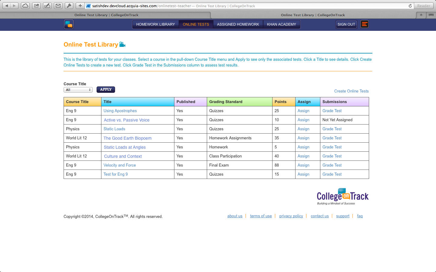 Tests accumulate in libraries