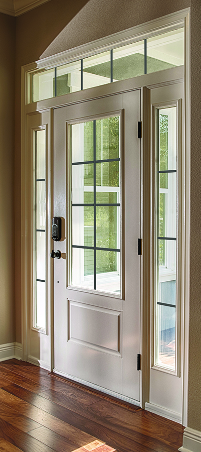 Therma-Tru Smooth Star door with Grids Between Glass in bronze.