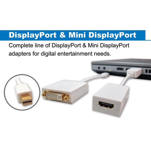 Complete line of Display Port and Mini Displayport adapters for digital entertainment needs