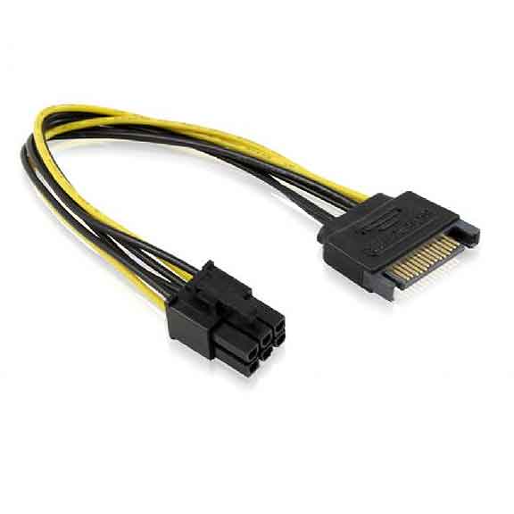SATA 15-pin Male to 6-Pin PCI Express card Power Cable