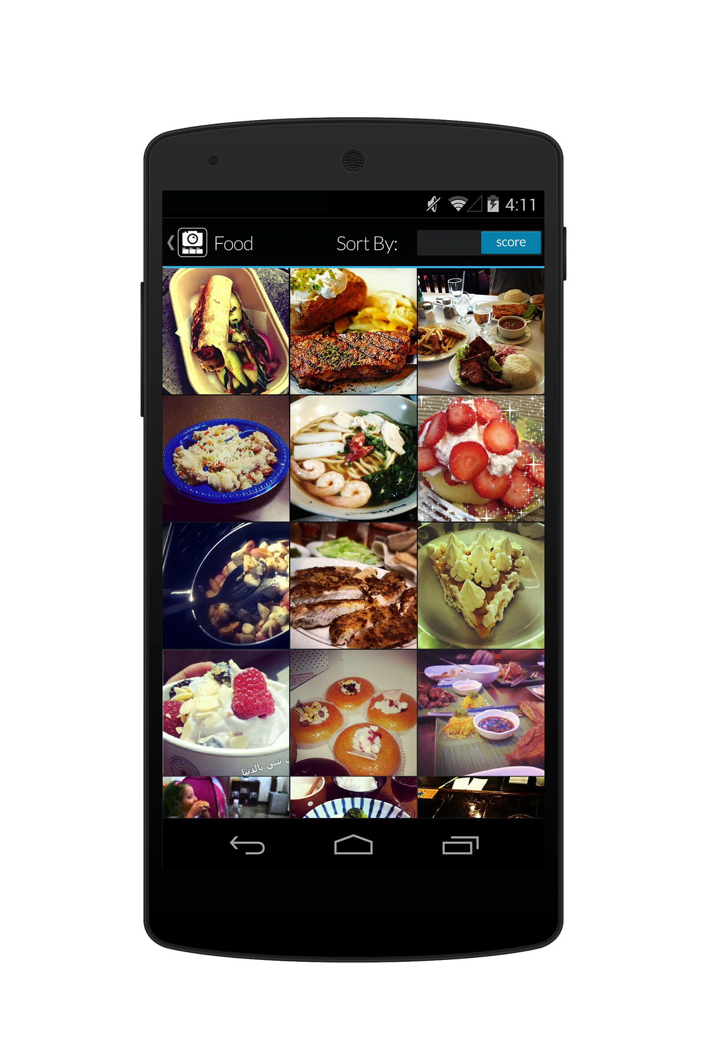 Screenshot of images sorted into the the food category