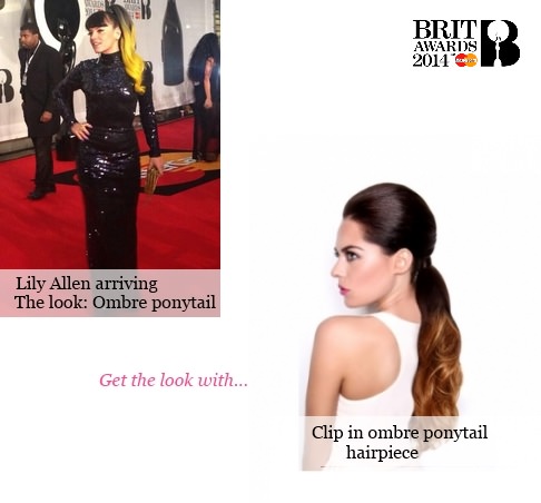Lily Allen wore her hair in a voluminous ombre ponytail - easy to achieve with a wraparound ponytail hairpiece