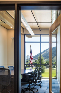 Teton County School District Central Administration Office Conference Room enjoys mountain view.