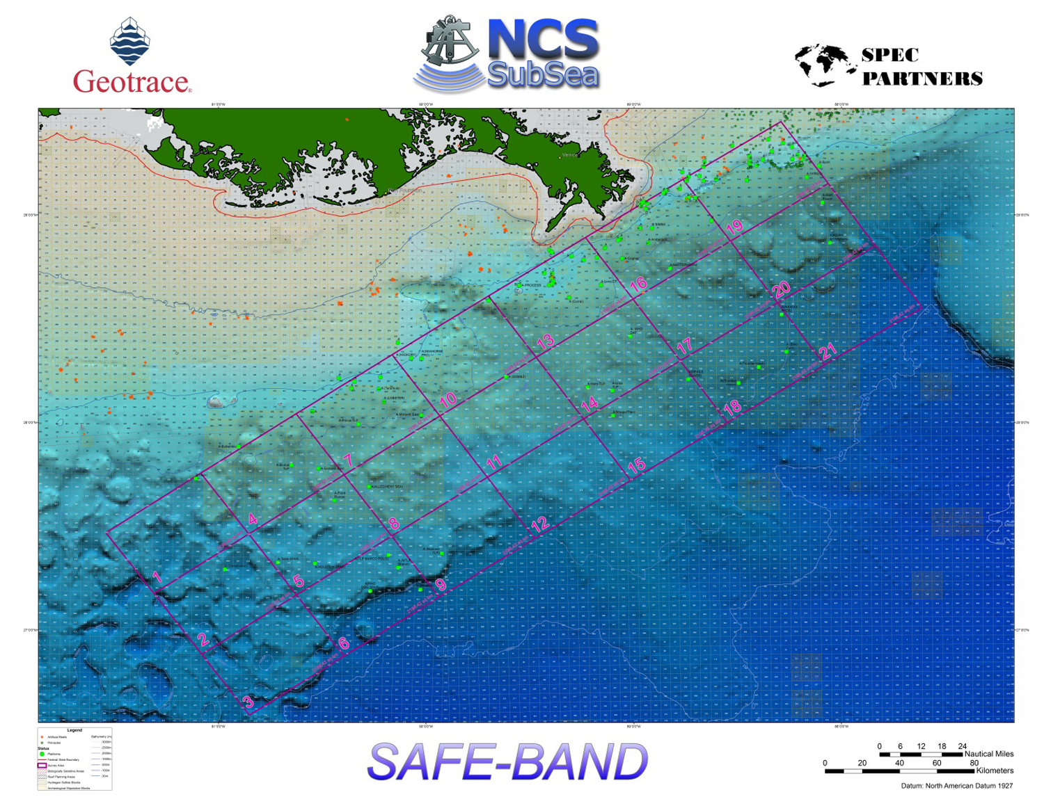 The SAFE-BAND multi-phase project area along the Gulf of Mexico continental slope.